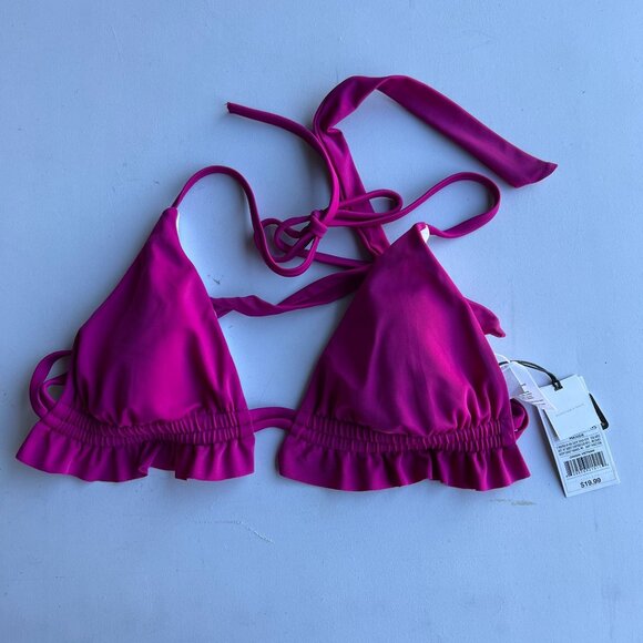 Shade & Shore Women's Ruffle Triangle Bikini Top Blossom Medium - Picture 2 of 4